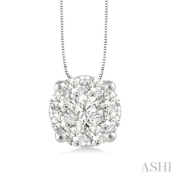 1/3 Ctw Lovebright Round Cut Diamond Pendant in 14K White Gold with Chain
